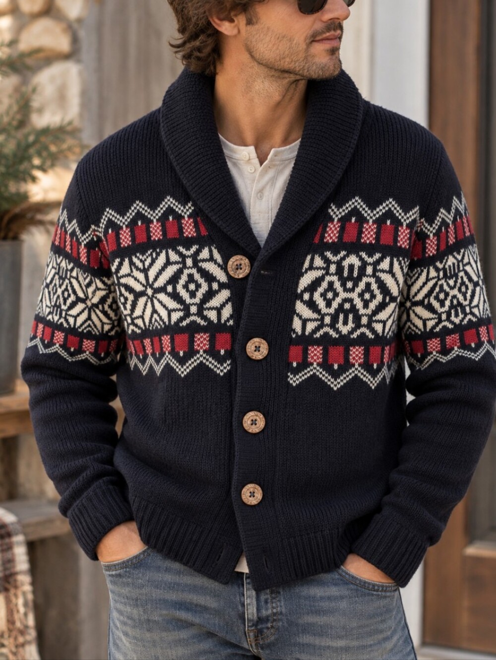 Buffalo David Bitton Black and Red Cardigan